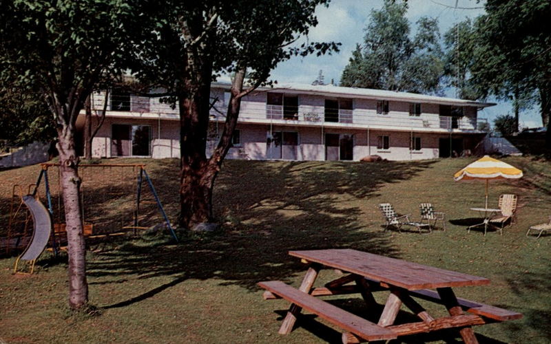 Adrian College Boathouse (Clearwater Resort and Motel) - Old Postcard (newer photo)